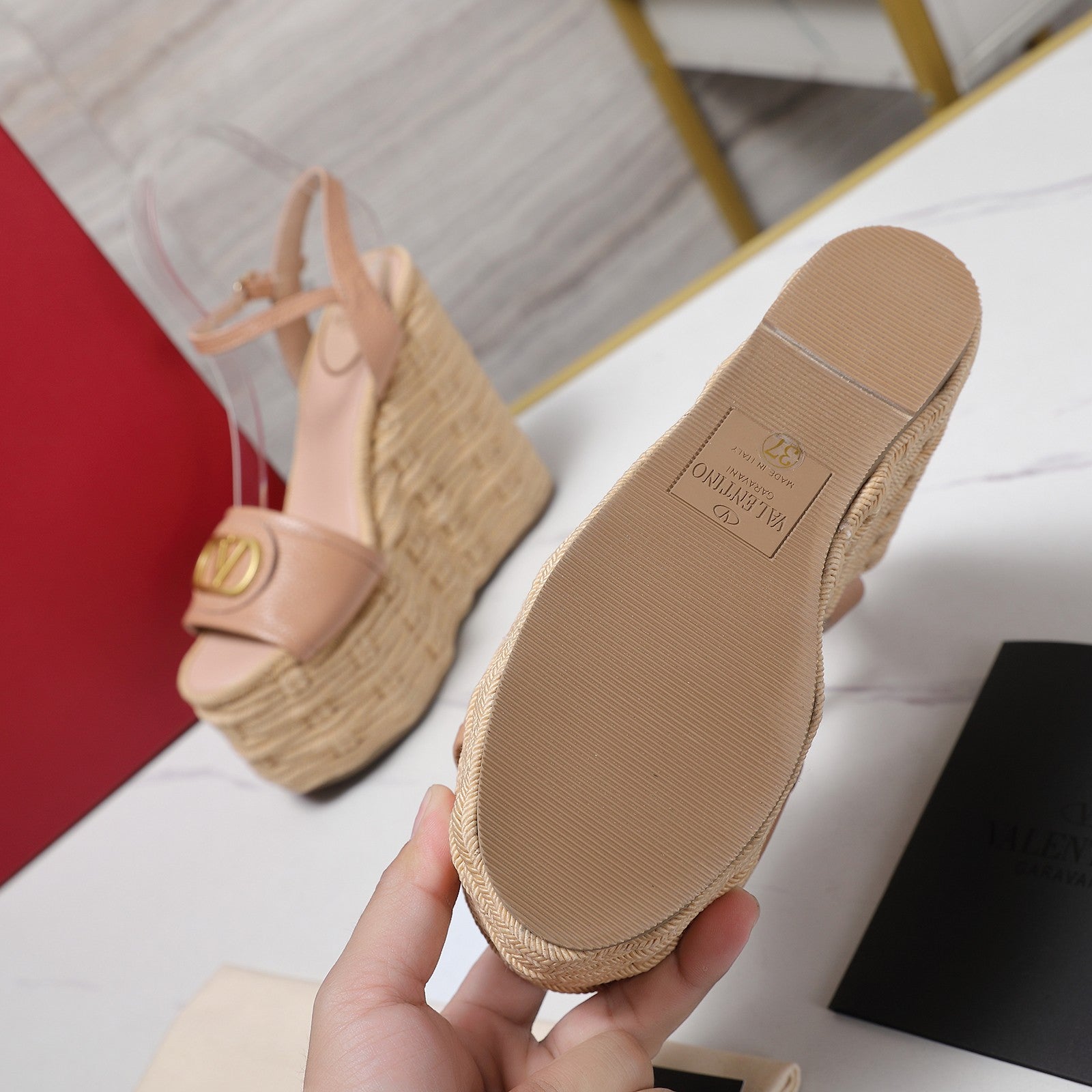 VL Flatform Sandal 15mm In Pinky Nude Cowhide GHW 456388