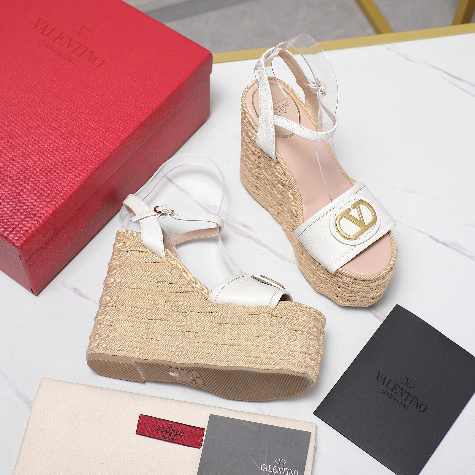 VL Flatform Sandal 15mm In White Cowhide GHW 456386