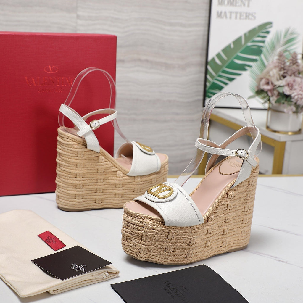 VL Flatform Sandal 15mm In White Cowhide GHW 456386