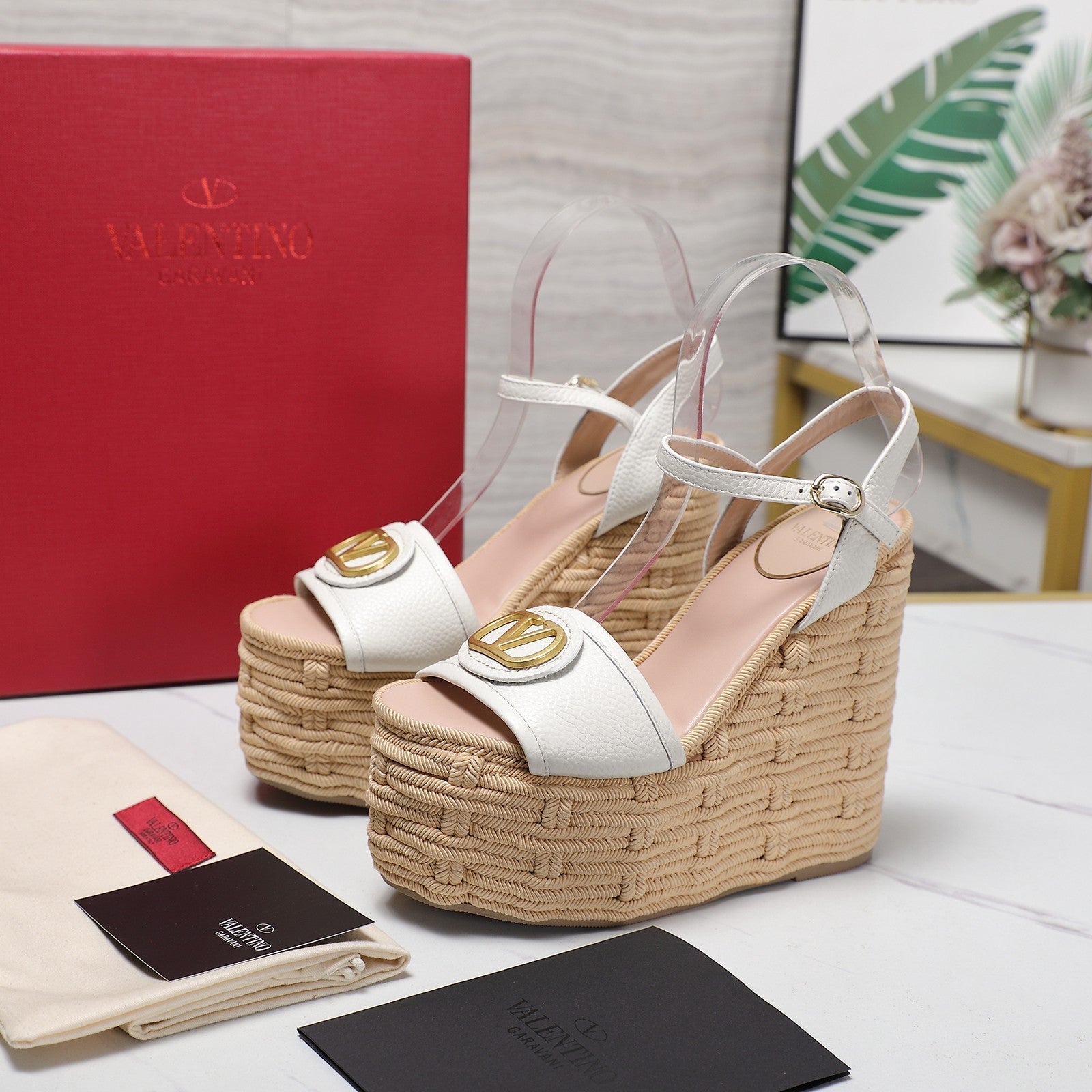 VL Flatform Sandal 15mm In White Cowhide GHW 456386