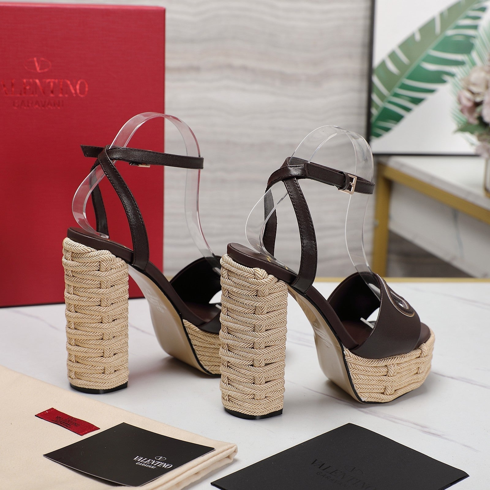 VL High-Heeled Flatform Sandals 13mm In Dark Chocolate Cowhide 456384