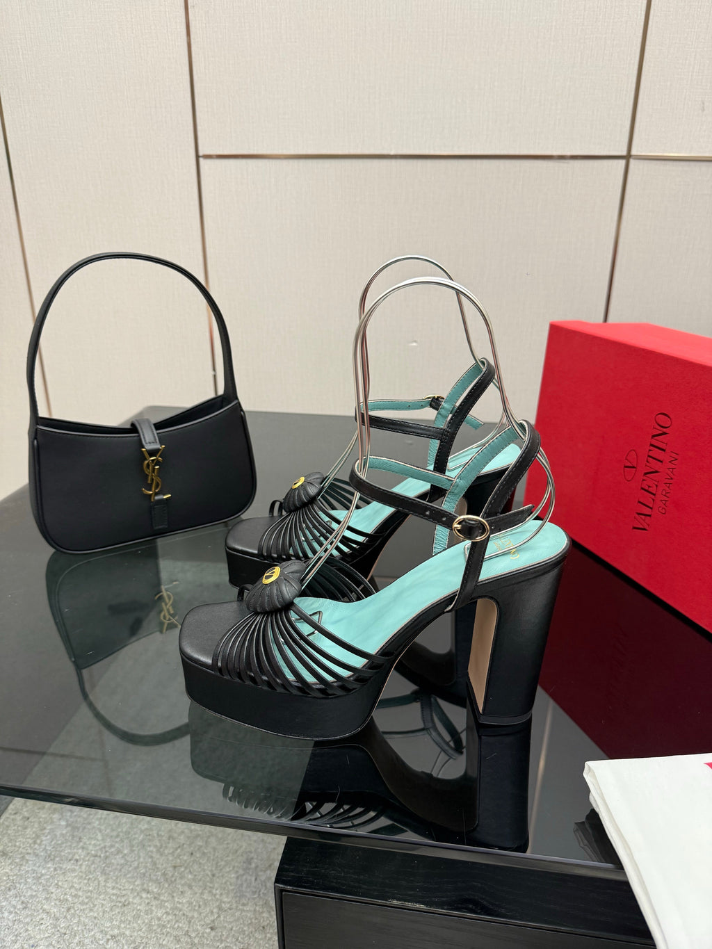 VALENTINO Classic Sandals Black in Sheepskin 629541