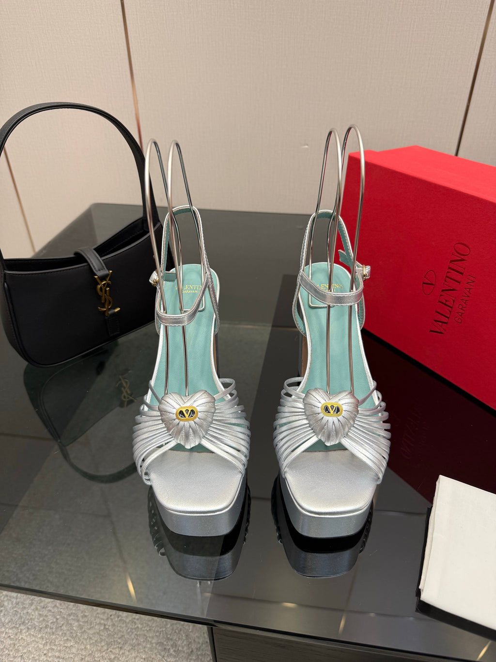 VALENTINO Classic Sandals Silver in Sheepskin 629543