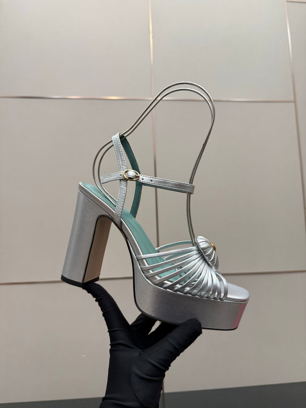 VALENTINO Classic Sandals Silver in Sheepskin 629543