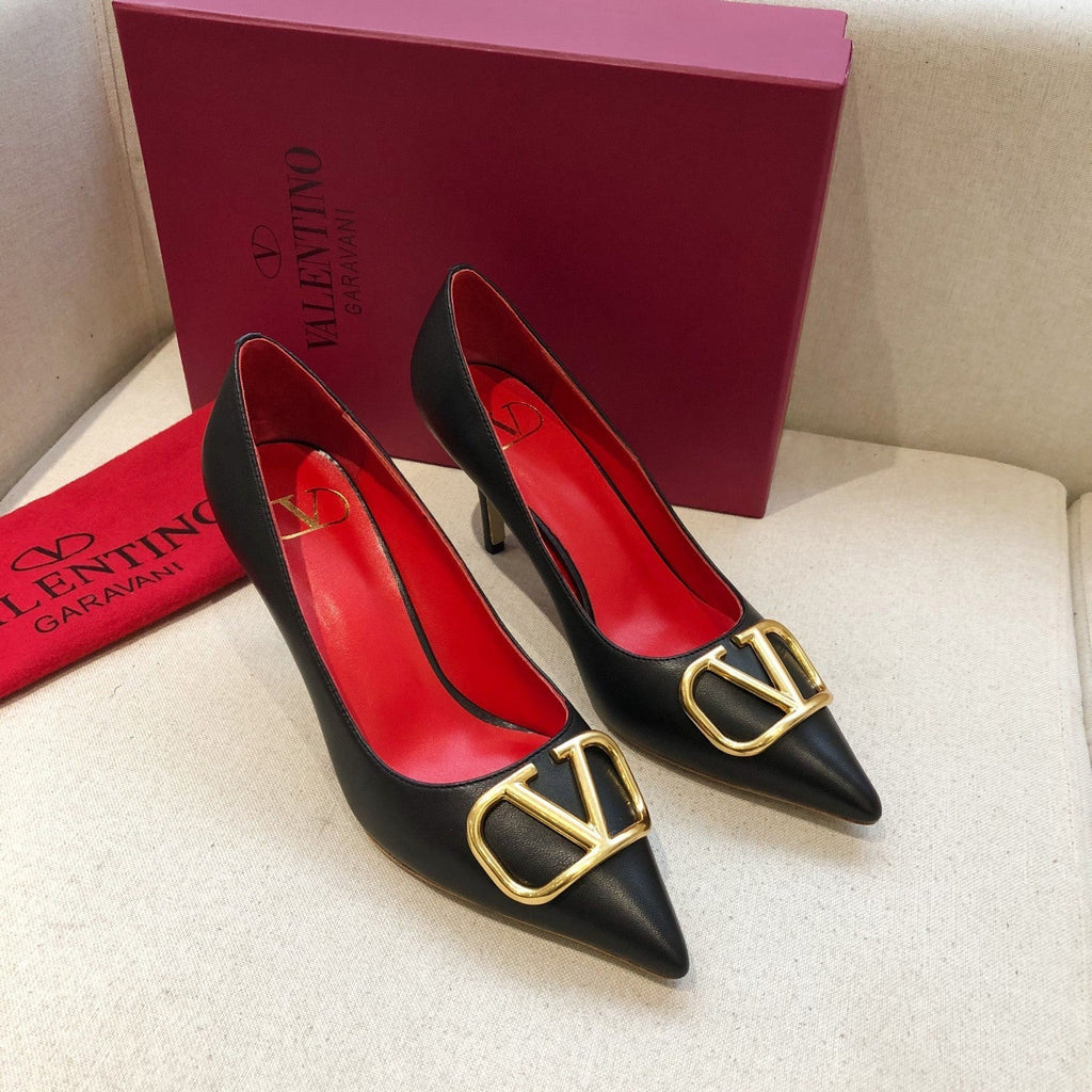 Valentino V-Buck Slingback 70 Black in Sheepskin 686111