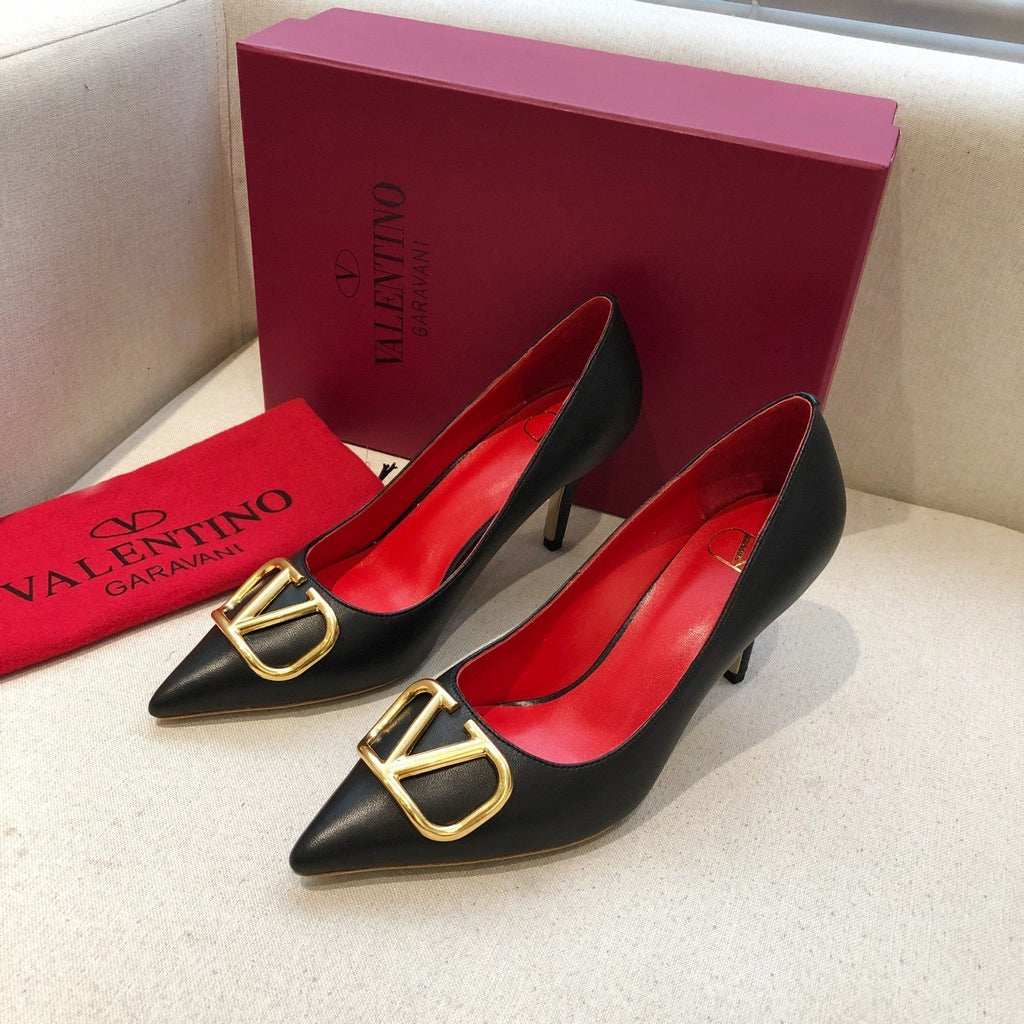 Valentino V-Buck Slingback 70 Black in Sheepskin 686111