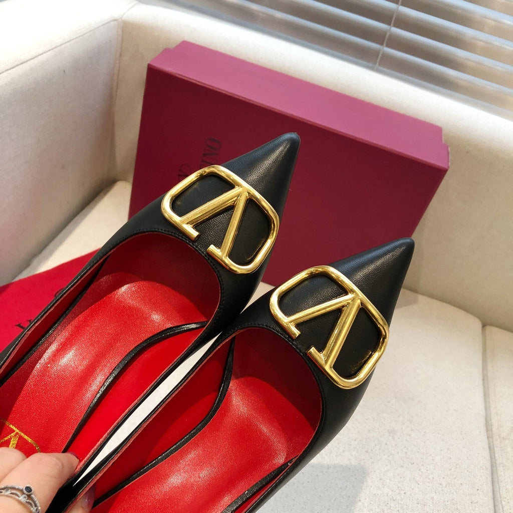 Valentino V-Buck Slingback 70 Black in Sheepskin 686111
