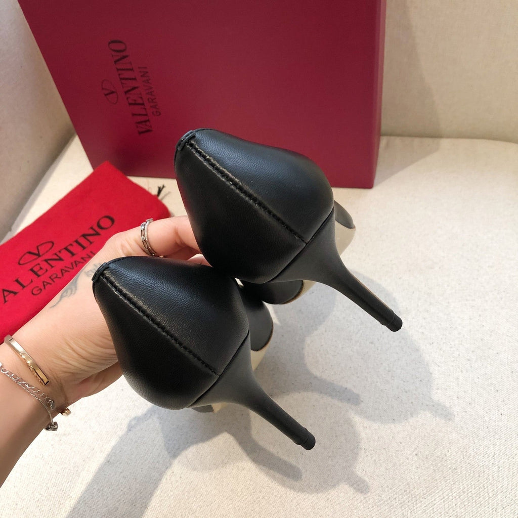 Valentino V-Buck Slingback 70 Black in Sheepskin 686111