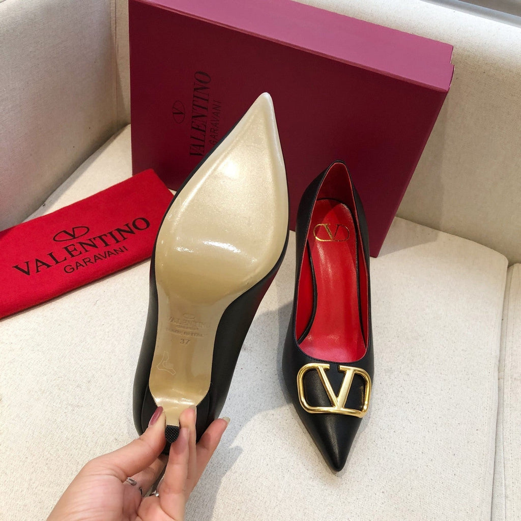 Valentino V-Buck Slingback 70 Black in Sheepskin 686111