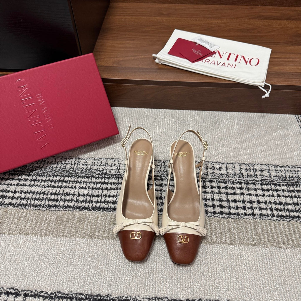 Valentino Garavani Slingback 60 Brown Cream in Sheepskin 685895