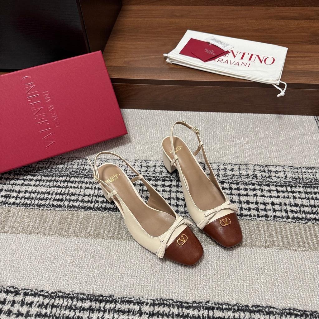 Valentino Garavani Slingback 60 Brown Cream in Sheepskin 685895