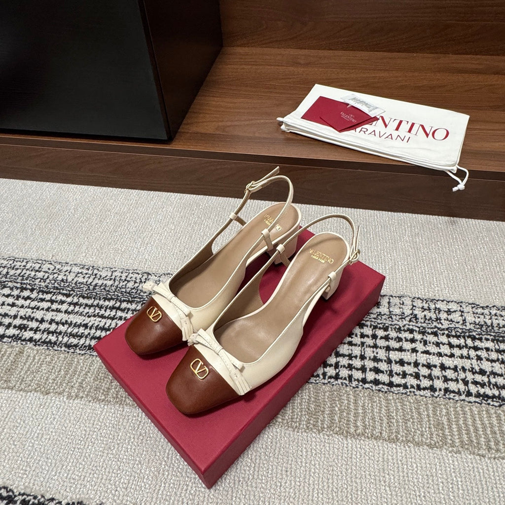 Valentino Garavani Slingback 60 Brown Cream in Sheepskin 685895