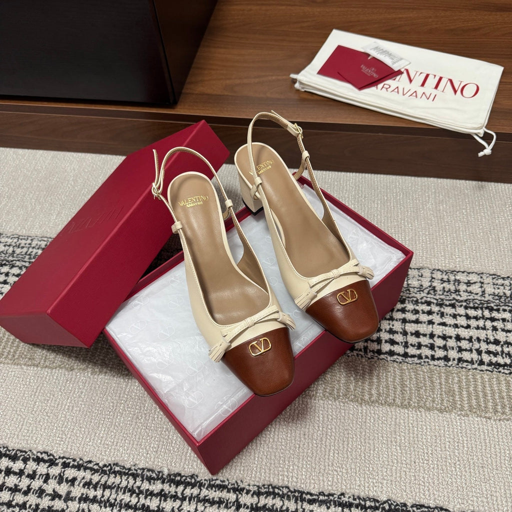 Valentino Garavani Slingback 60 Brown Cream in Sheepskin 685895