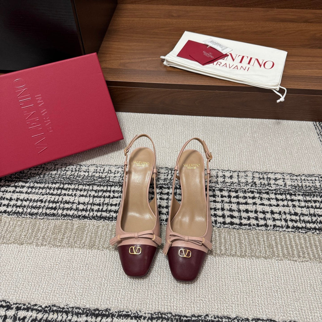 Valentino Garavani Slingback 60 Burgundy Pink in Sheepskin 685894