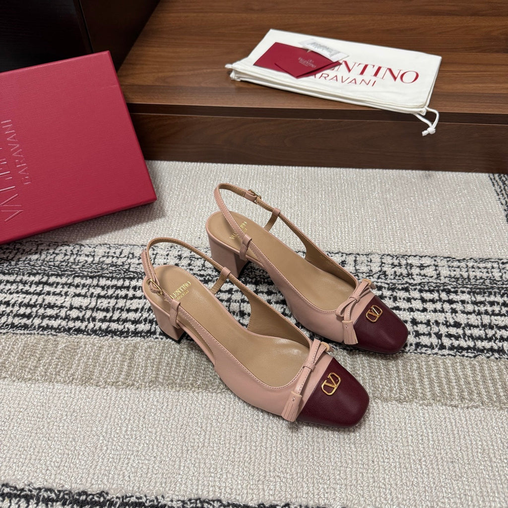 Valentino Garavani Slingback 60 Burgundy Pink in Sheepskin 685894