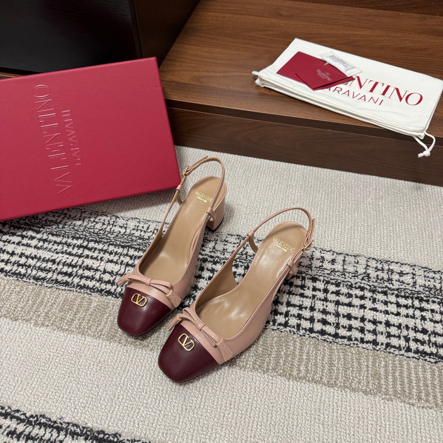 Valentino Garavani Slingback 60 Burgundy Pink in Sheepskin 685894