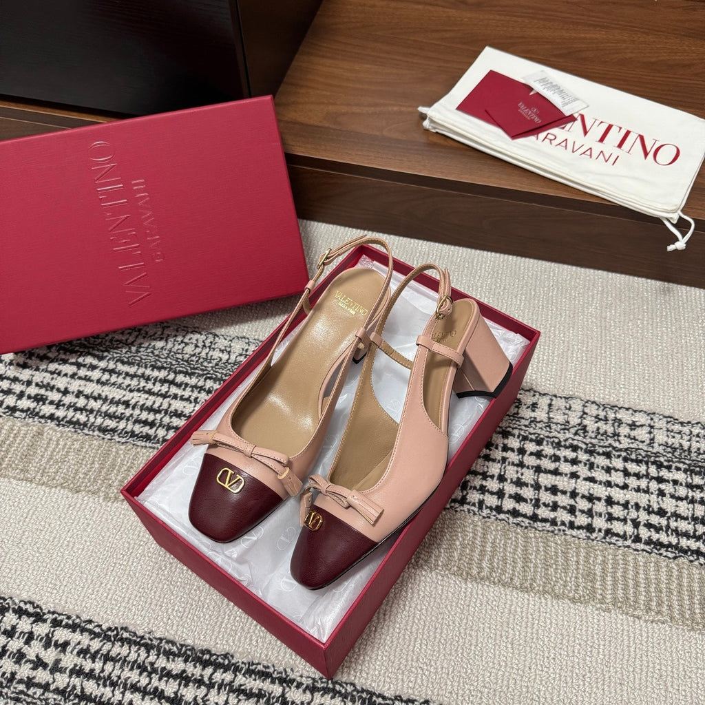 Valentino Garavani Slingback 60 Burgundy Pink in Sheepskin 685894