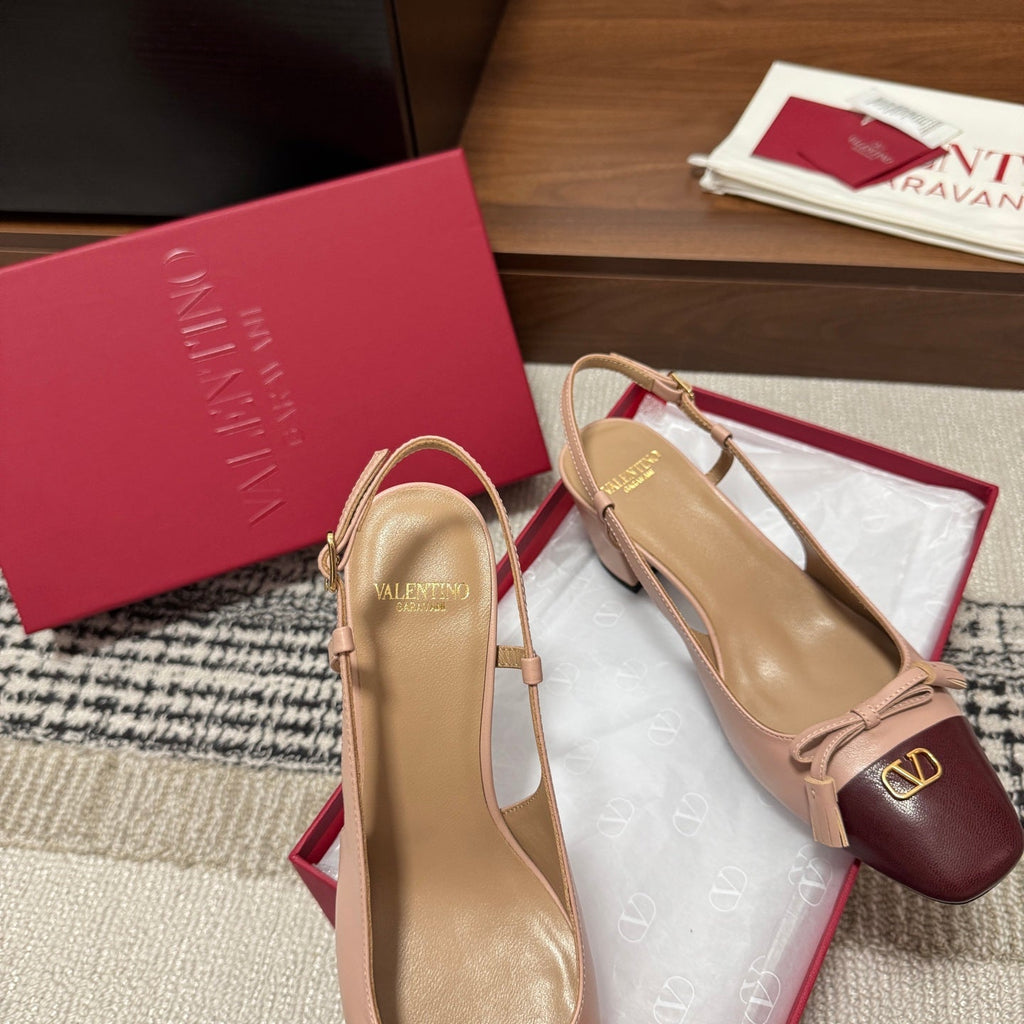 Valentino Garavani Slingback 60 Burgundy Pink in Sheepskin 685894