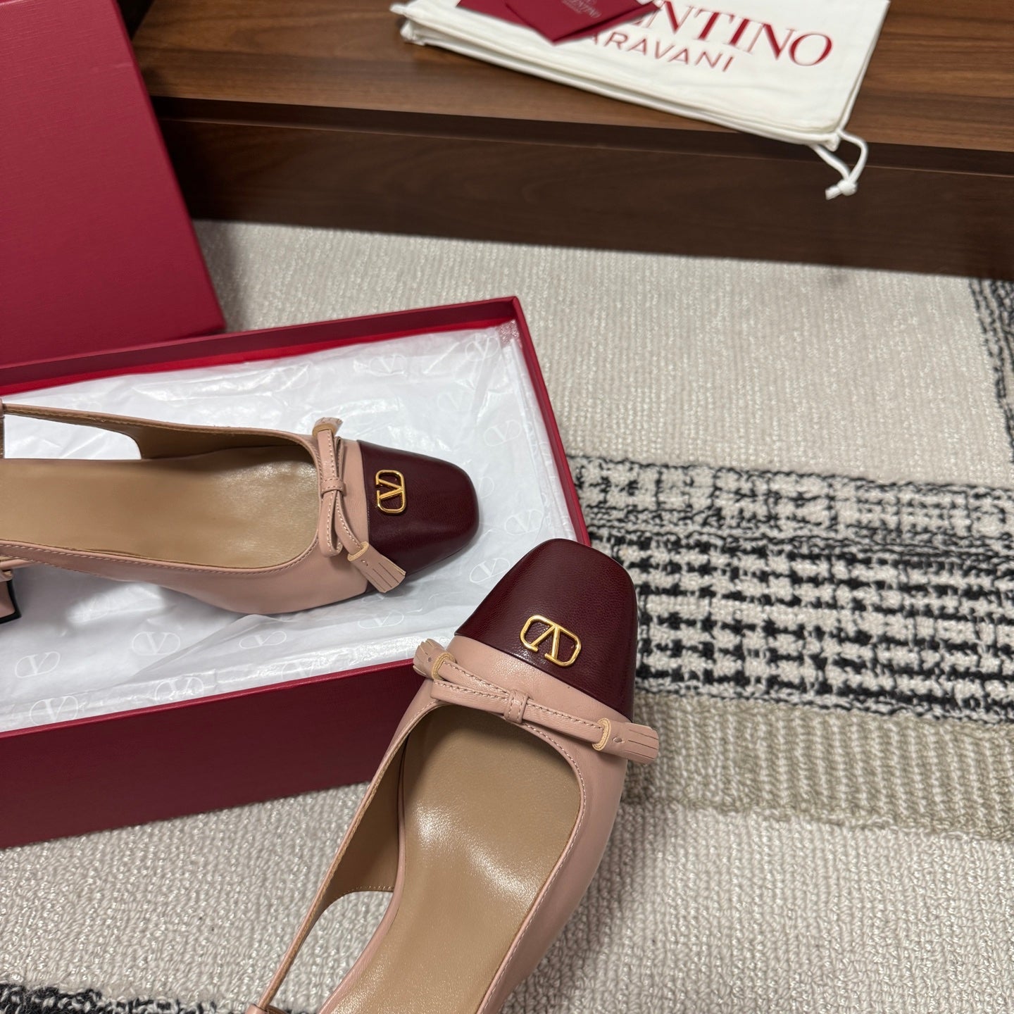 Valentino Garavani Slingback 60 Burgundy Pink in Sheepskin 685894