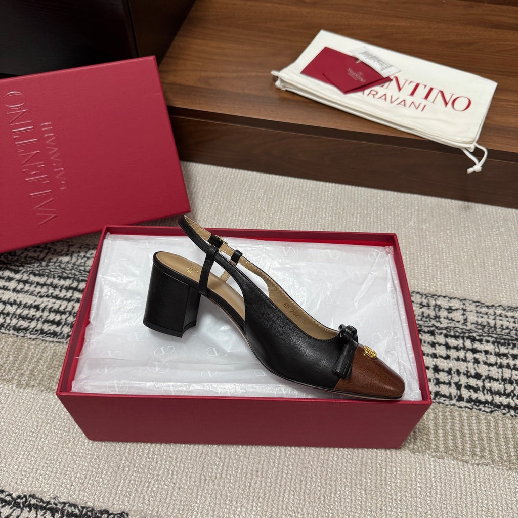 Valentino Garavani Slingback 60 Dark Brown Black in Sheepskin 685893