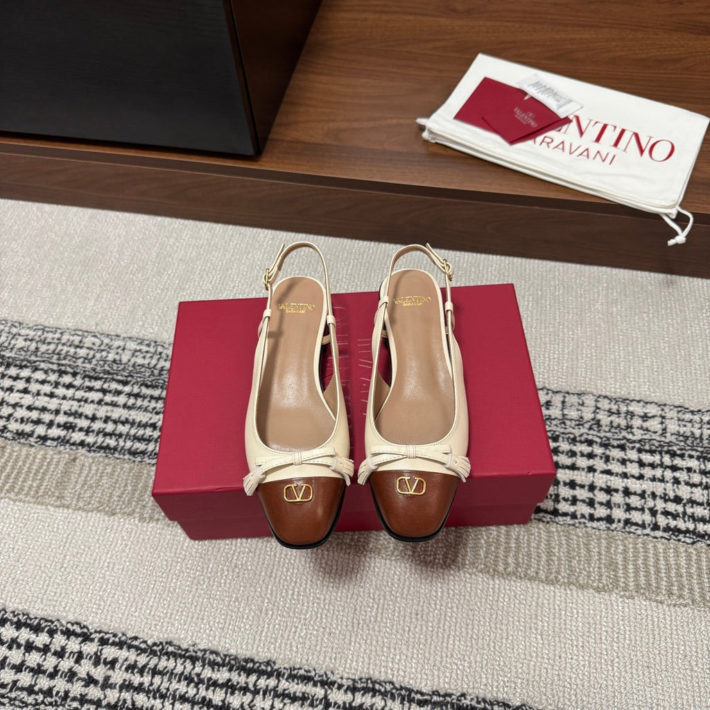 Valentino Garavani Slingback Brown Cream in Sheepskin 685892