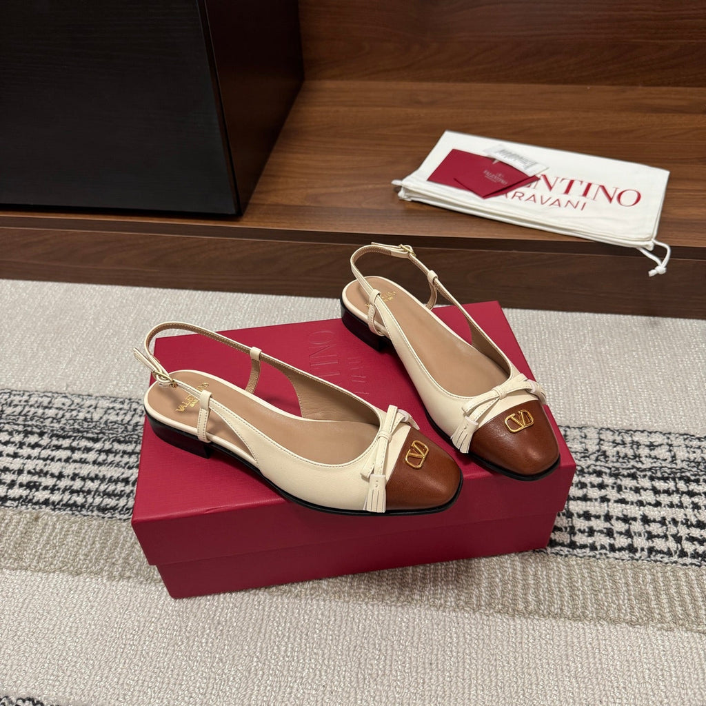 Valentino Garavani Slingback Brown Cream in Sheepskin 685892