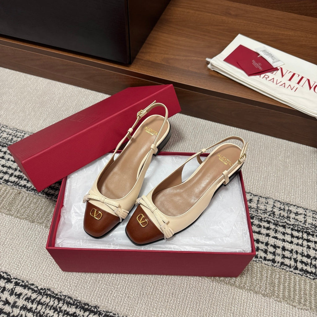 Valentino Garavani Slingback Brown Cream in Sheepskin 685892