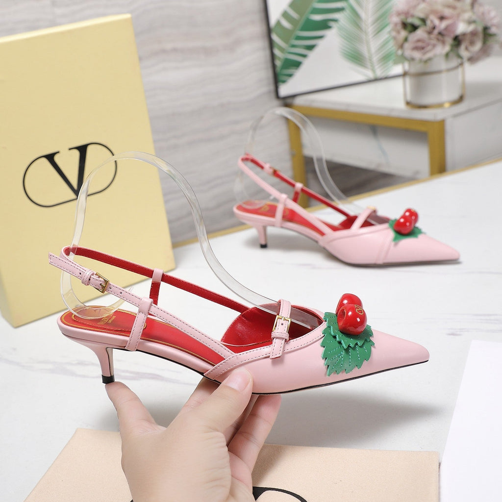 VLTN Cherryfic Slingback 4.5cm Pink Leather