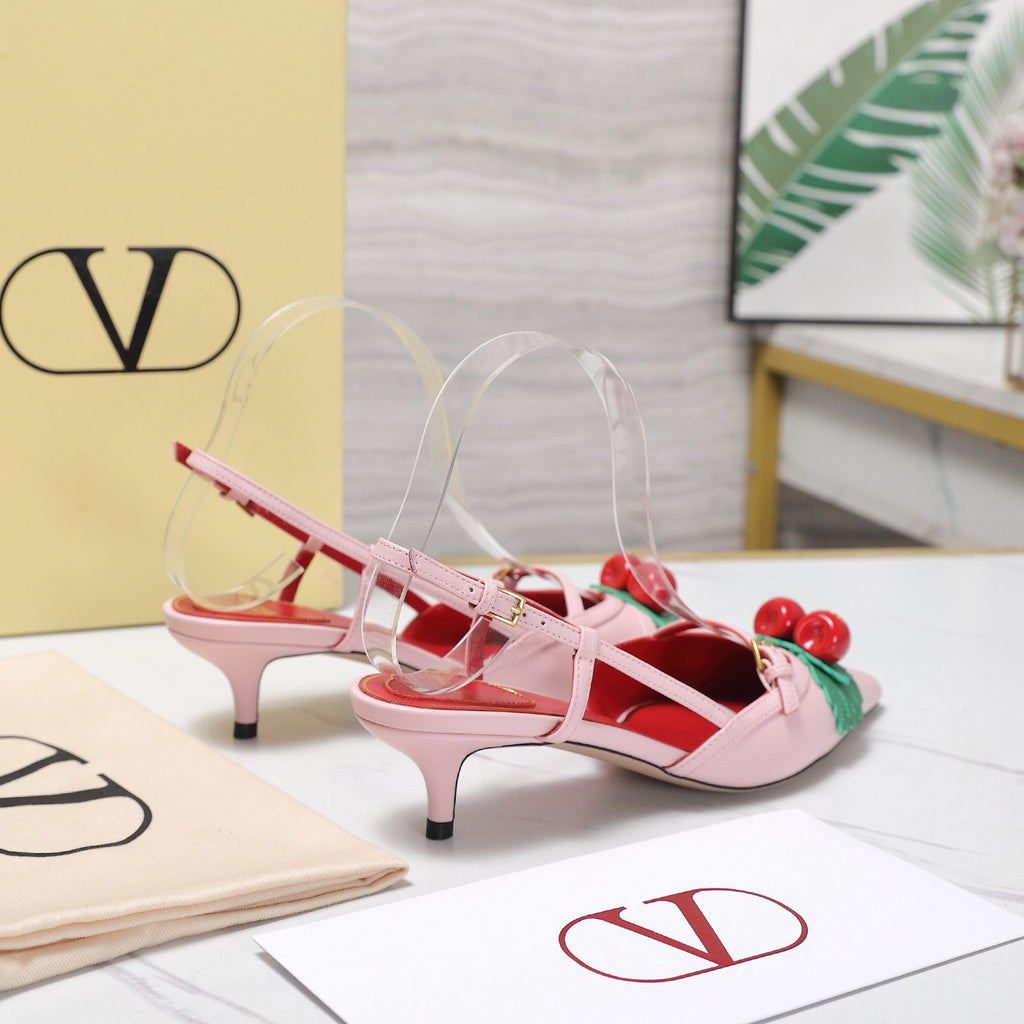 VLTN Cherryfic Slingback 4.5cm Pink Leather