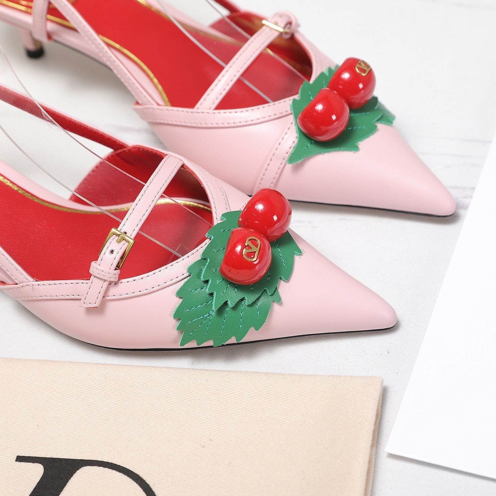 VLTN Cherryfic Slingback 4.5cm Pink Leather
