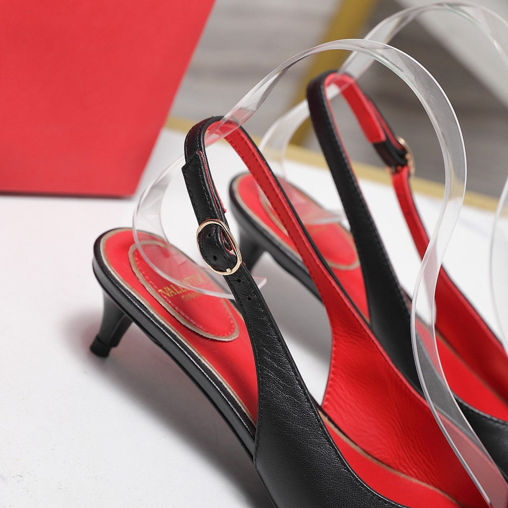 VLTN VLogo Slingback Pumps Black Lambskin Leather 913114