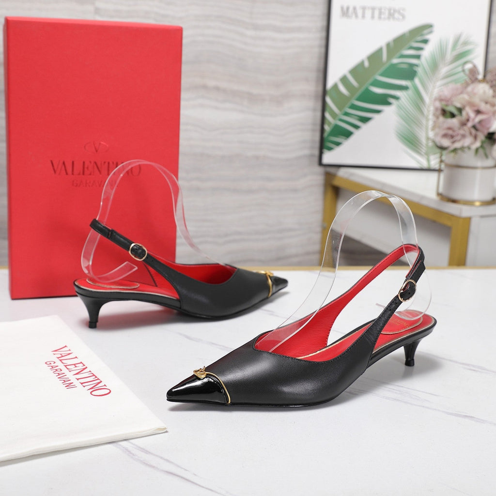 VLTN VLogo Slingback Pumps Black Lambskin Leather 913114