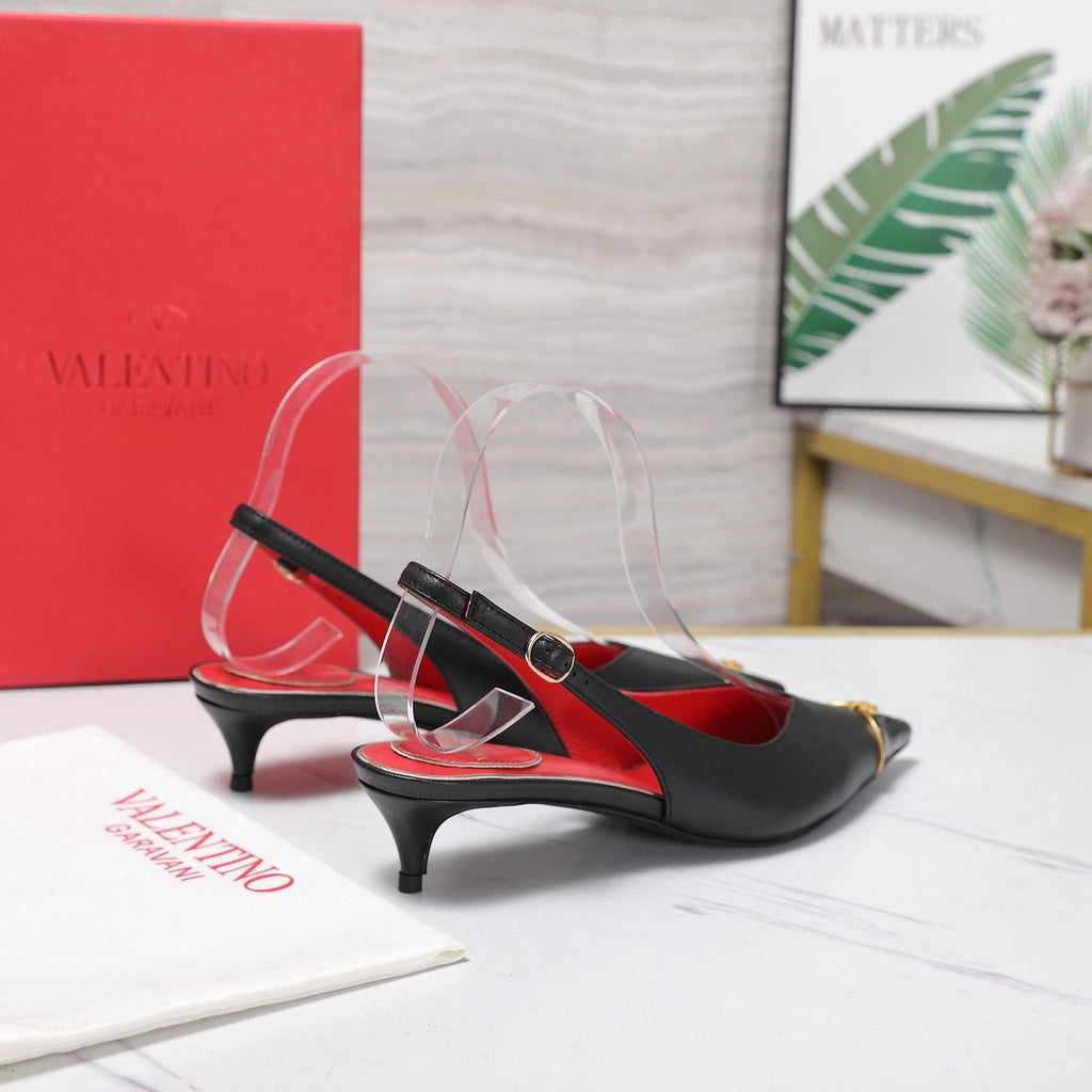 VLTN VLogo Slingback Pumps Black Lambskin Leather 913114