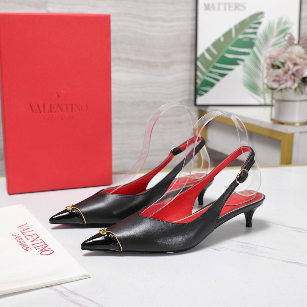 VLTN VLogo Slingback Pumps Black Lambskin Leather 913114