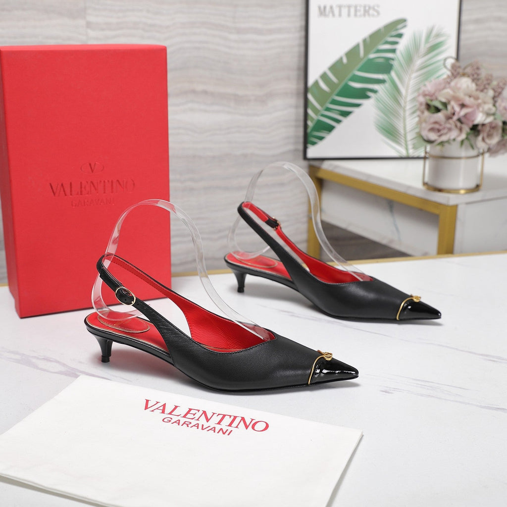 VLTN VLogo Slingback Pumps Black Lambskin Leather 913114
