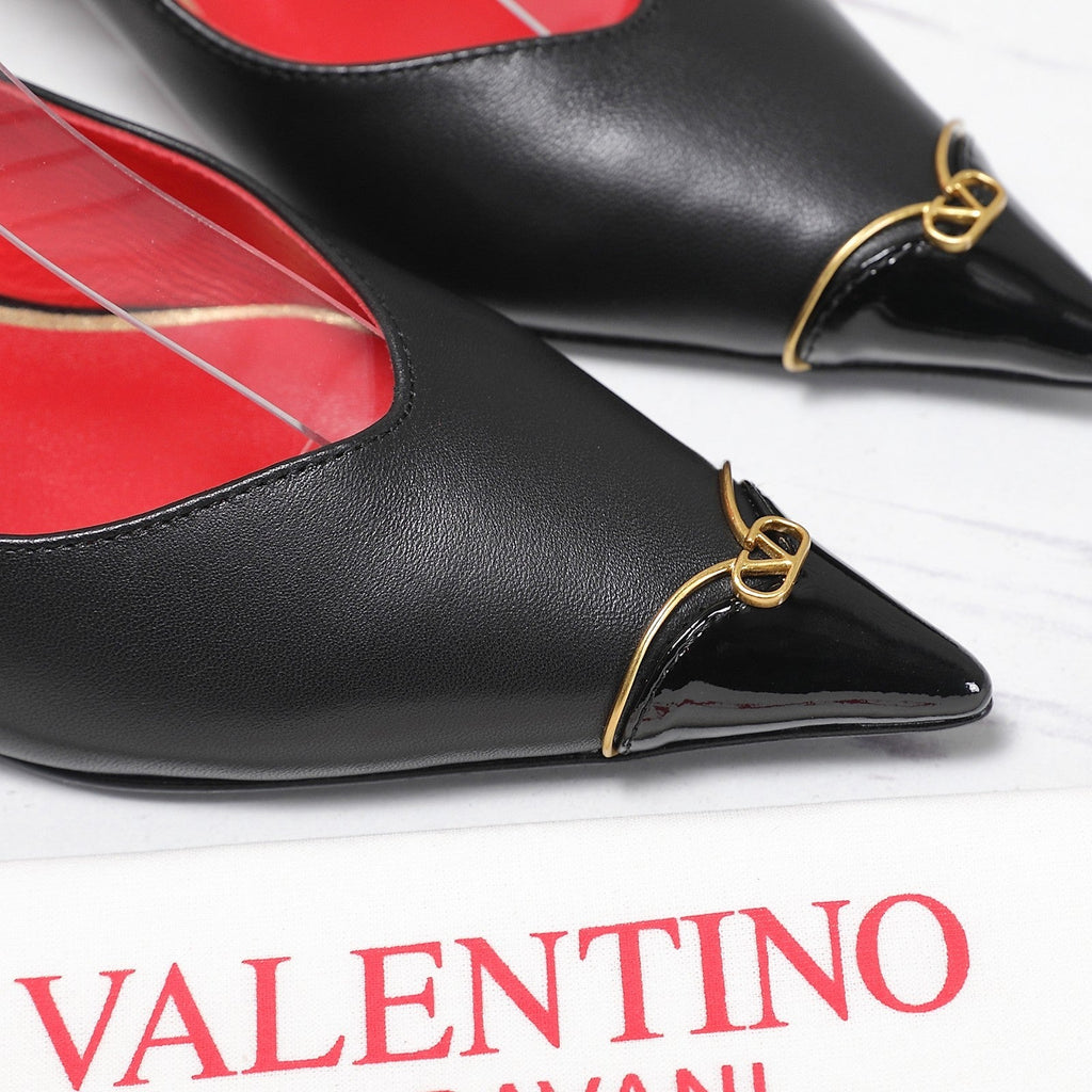 VLTN VLogo Slingback Pumps Black Lambskin Leather 913114