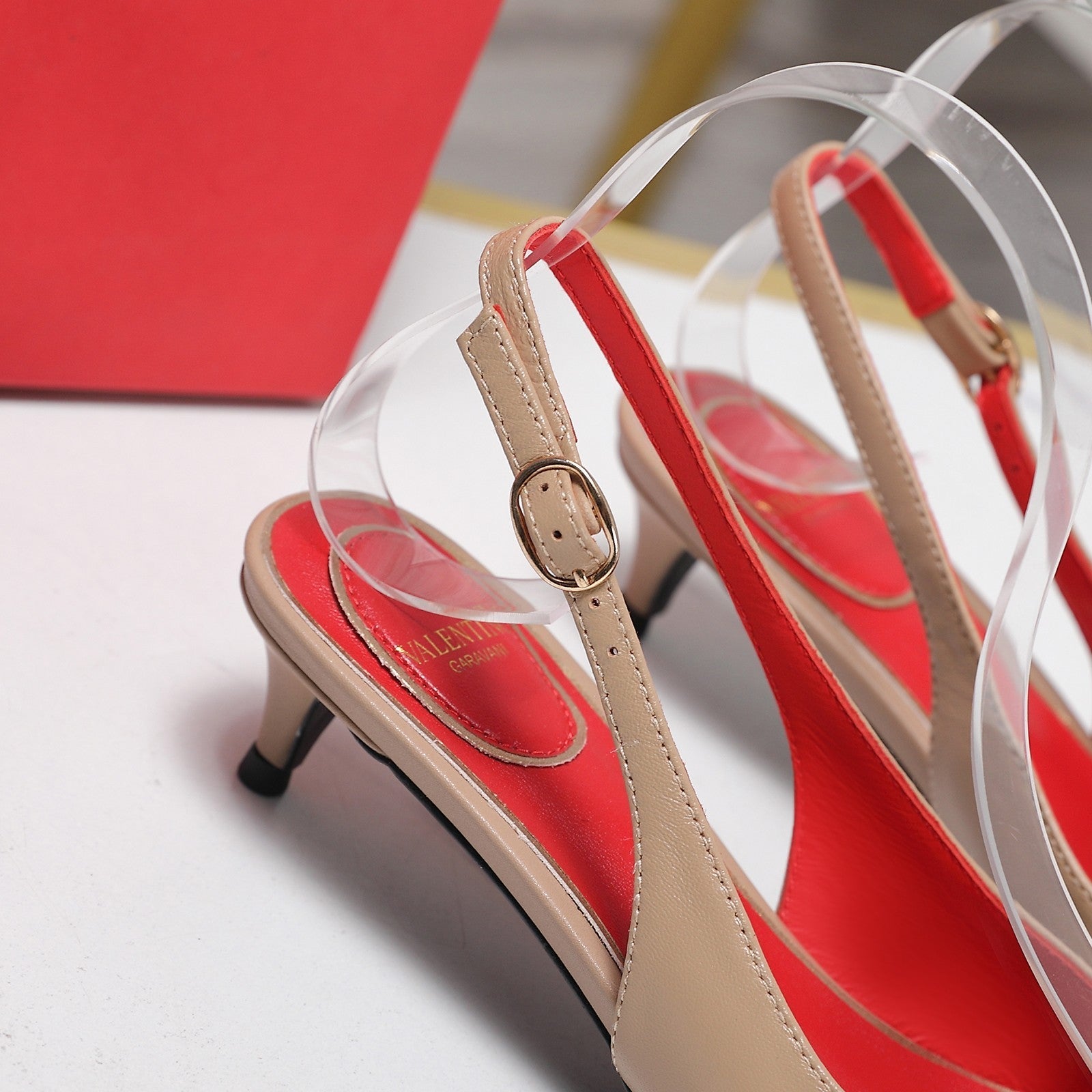 VLTN VLogo Slingback Pumps Beige Lambskin Leather 913113