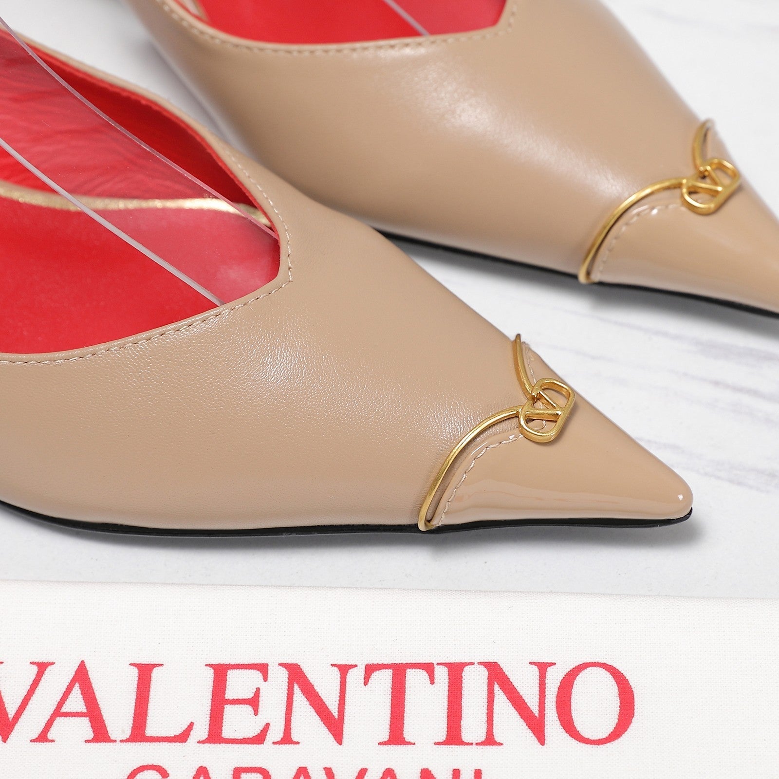 VLTN VLogo Slingback Pumps Beige Lambskin Leather 913113