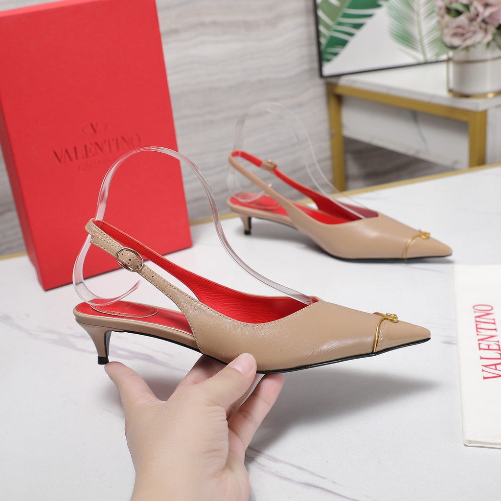 VLTN VLogo Slingback Pumps Beige Lambskin Leather 913113