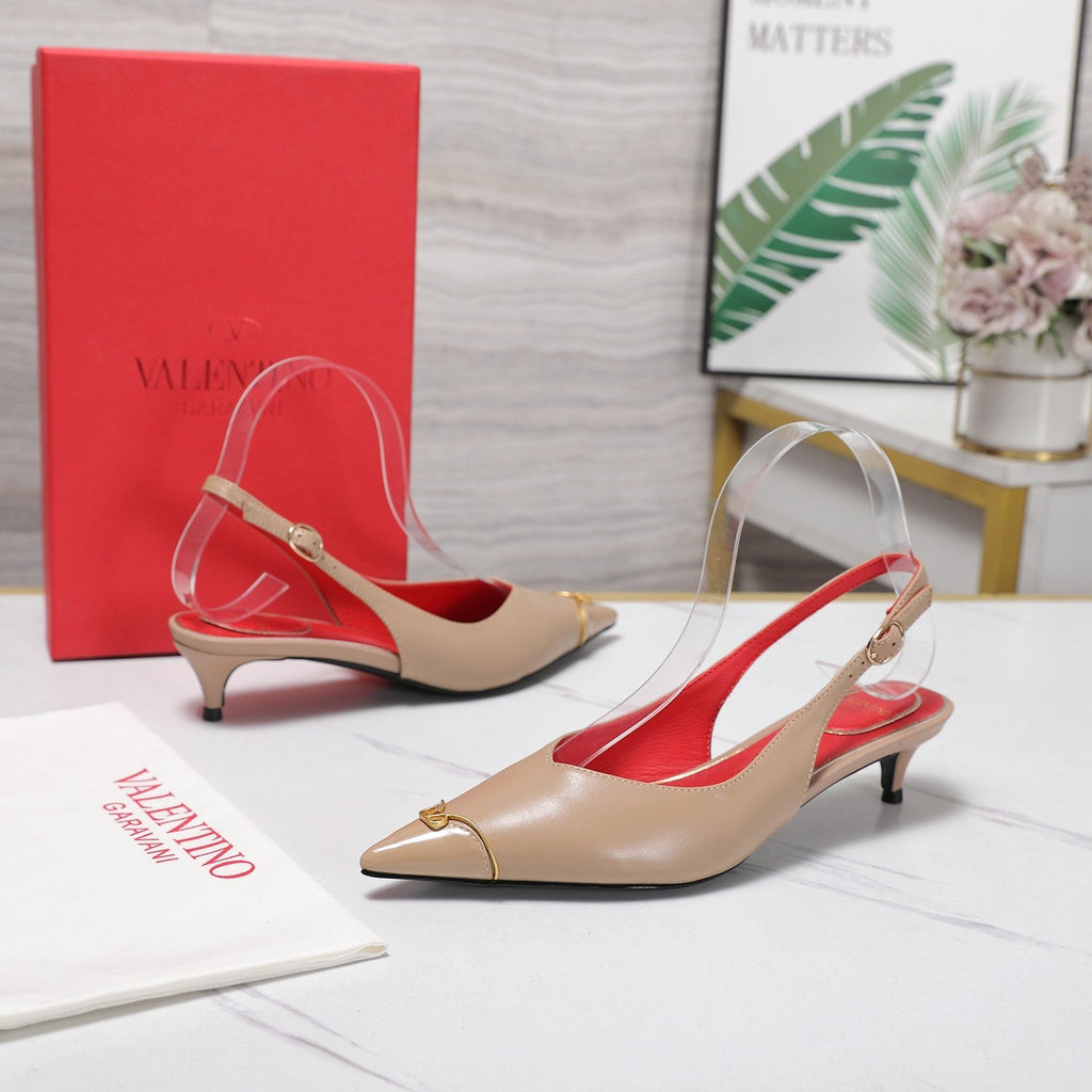 VLTN VLogo Slingback Pumps Beige Lambskin Leather 913113