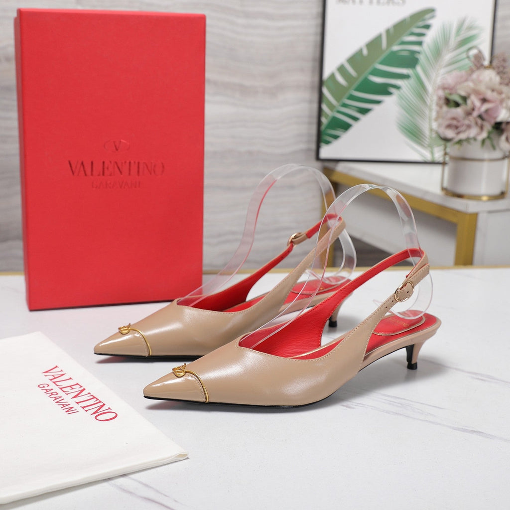 VLTN VLogo Slingback Pumps Beige Lambskin Leather 913113