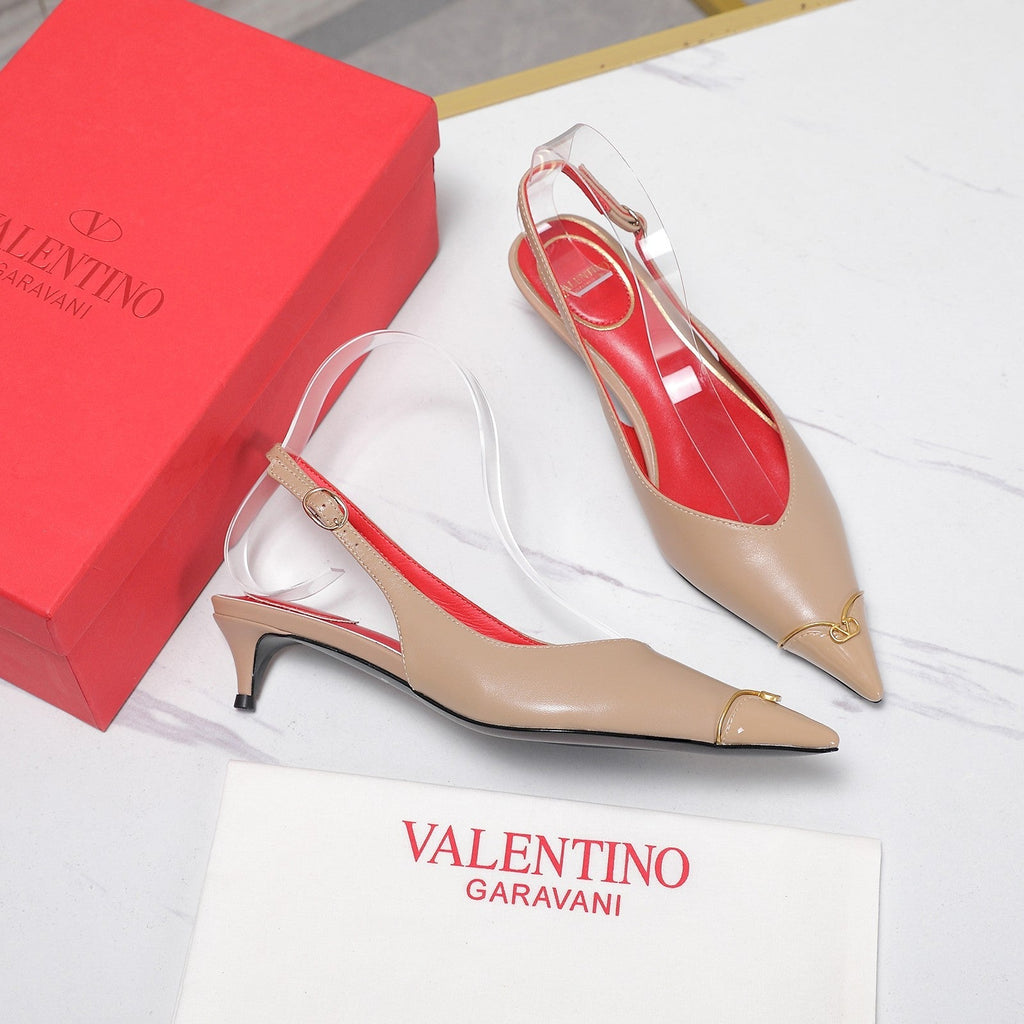VLTN VLogo Slingback Pumps Beige Lambskin Leather 913113
