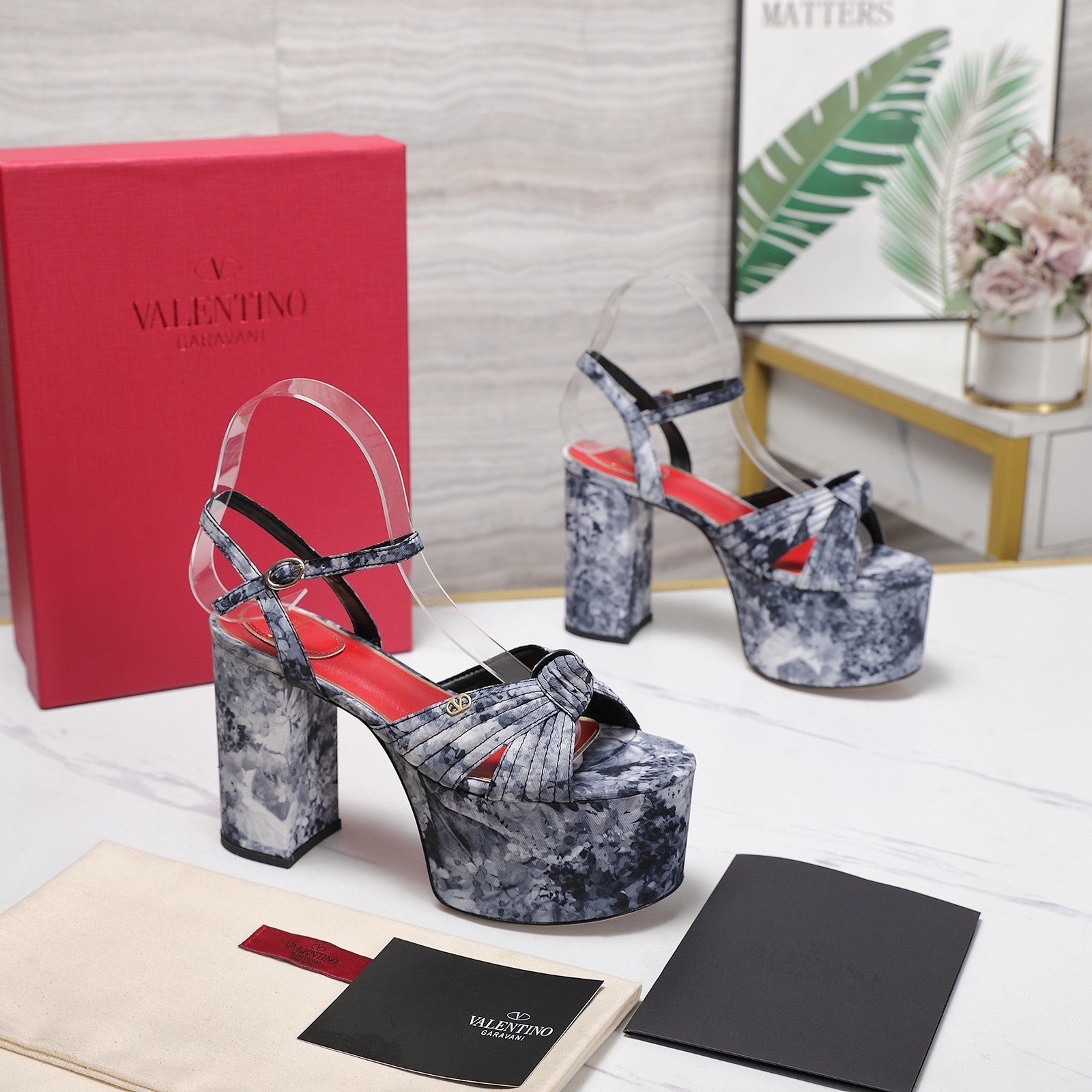 VLTN Crasher Platform Sandals Blue Grey Fabric 913110