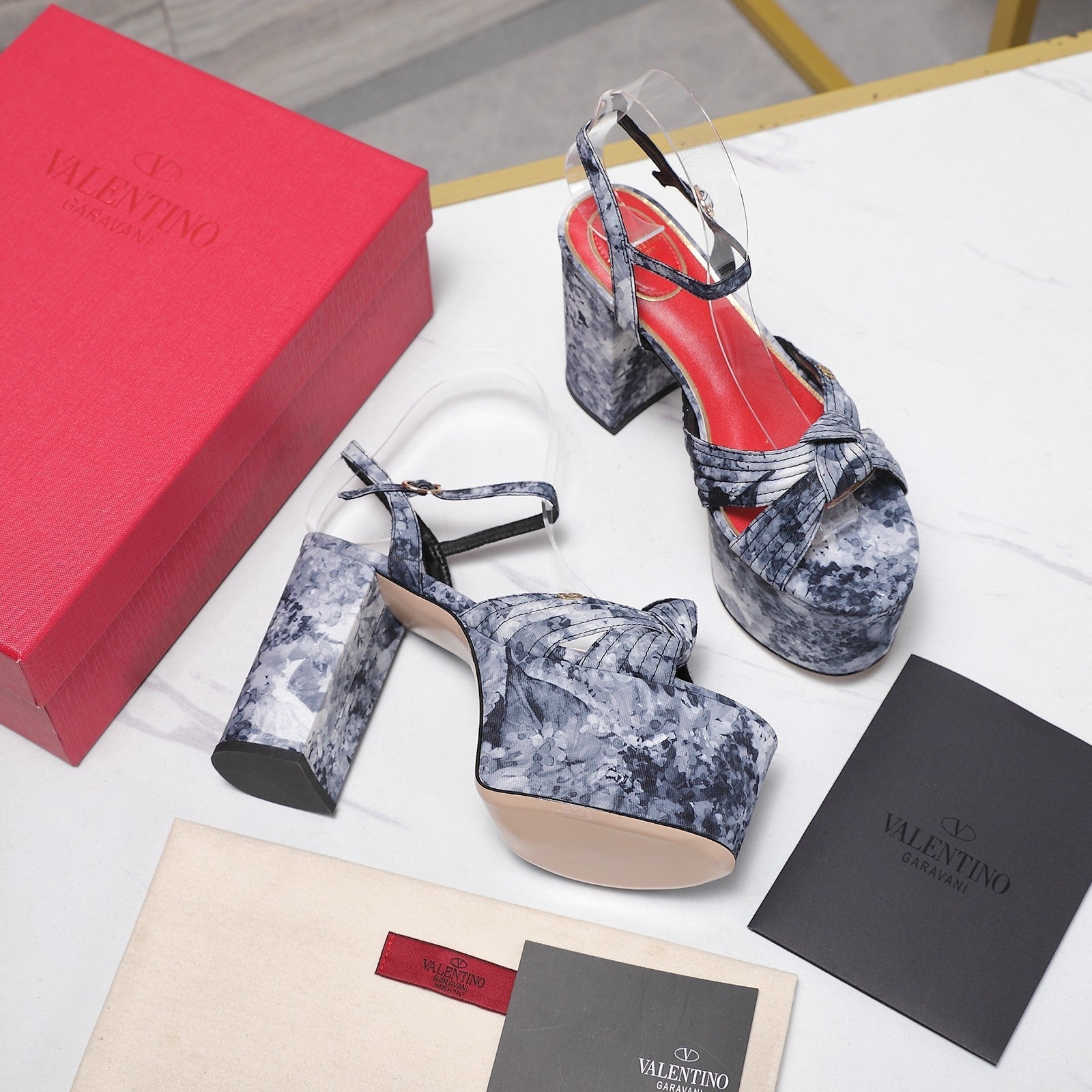VLTN Crasher Platform Sandals Blue Grey Fabric 913110