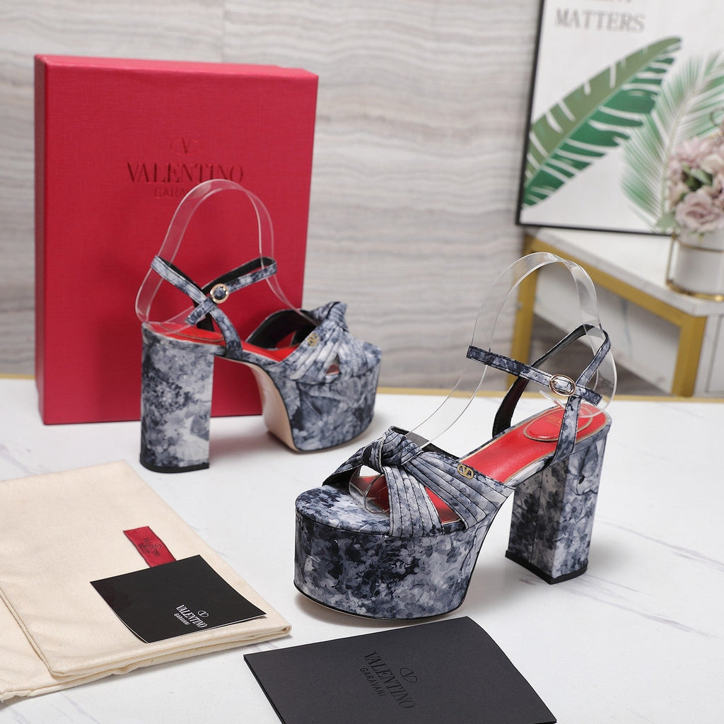 VLTN Crasher Platform Sandals Blue Grey Fabric 913110