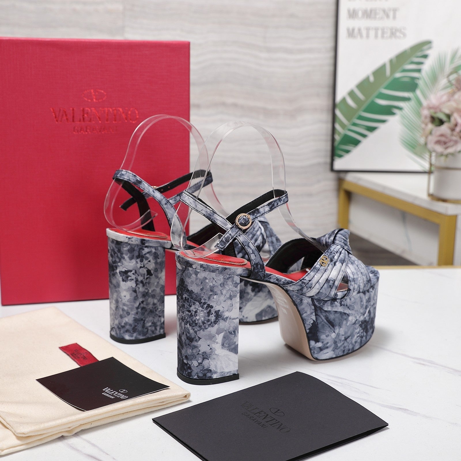 VLTN Crasher Platform Sandals Blue Grey Fabric 913110