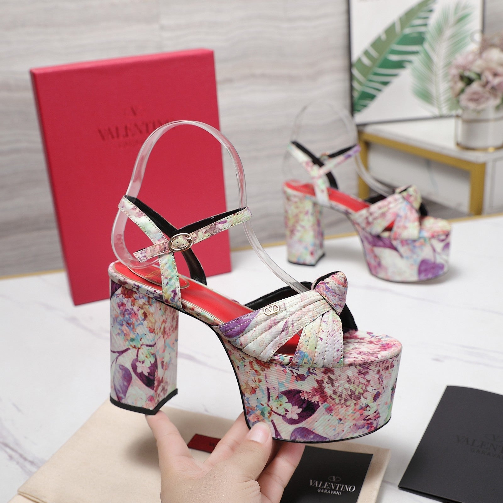 VLTN Crasher Platform Sandals Purple Multicolor Fabric 913108