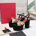 VLTN Crasher Platform Sandals Gold Black Leather 913107