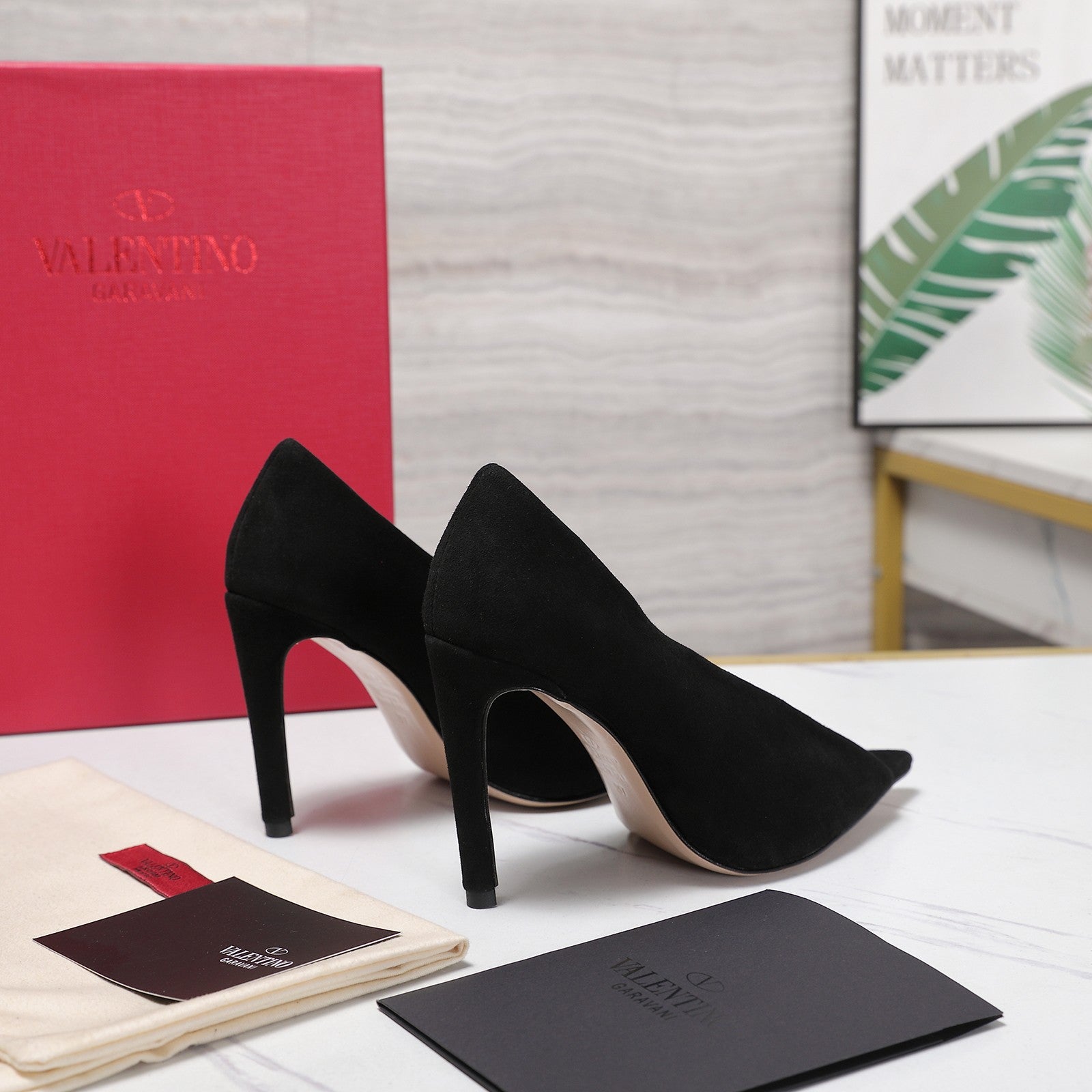 VLTN Revele Clear Strap Peep Toe Pumps 10.5cm Black Suede Leather 913101
