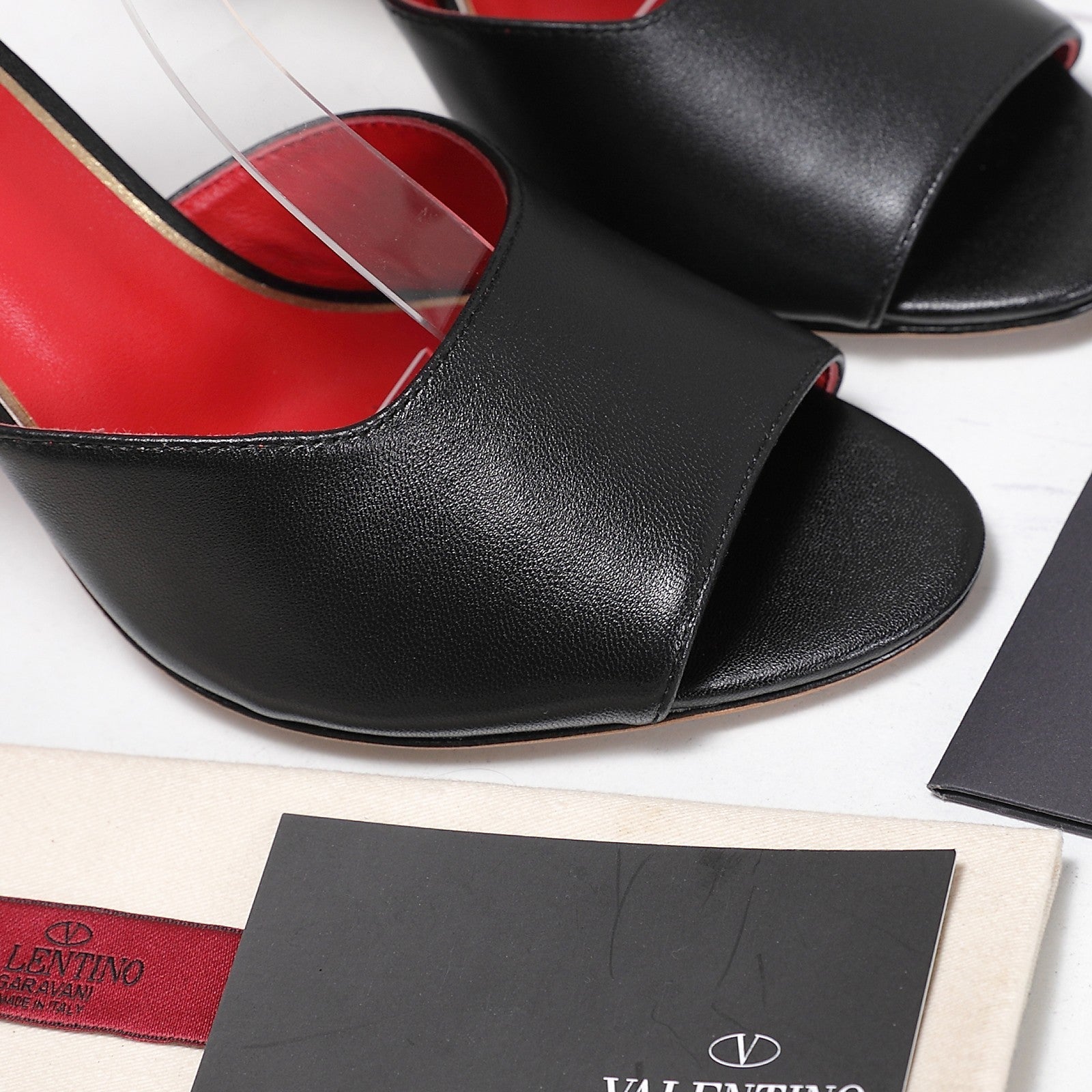 VLTN Drip Rose Applique Sandals 10.5cm Black Leather 913089